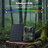 4G LTE Wildkamera Handyübertragung APP 27K Solar SIM Karte 64GB Nachtsicht