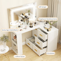 Schminktisch LED-Beleuchtung Spiegel Steckdose USB 118x78x135cm