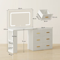Schminktisch LED-Beleuchtung Spiegel Steckdose USB 118x78x135cm