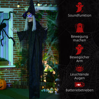 Halloween Hexe Dekoration Bewegungssensor Sound LED Lichter Figur