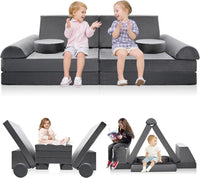 Kindersofa 10-teilig Schaumstoff Bausteine modular Spielsofa 120x60x50cm