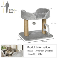 Kratzbaum 42cm Katzenbaum Jute-Kratzpfosten Plattform Spielbälle