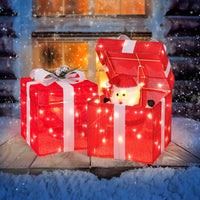 LED Pop up Geschenkbox Weihnachtsmann 30cm Weihnachtsdeko