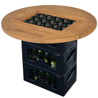 Teak Bierkastentisch 70cm Tischaufsatz Stehtisch Bistrotisch Bierkisten