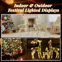 3er Set LED Rentier Familie Beleuchtet Weihnachtsdeko