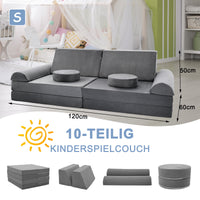 Kindersofa 10-teilig Schaumstoff Bausteine modular Spielsofa 120x60x50cm
