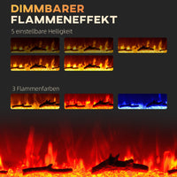Elektrokamin 1800W Wandmontage Fernbedienung Timer Flammeneffekt 91cm