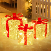 LED Geschenkboxen 3er Set Beleuchtete Dekoboxen Batteriebetrieben