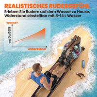 Wasser Rudergerät Klappbar Gummiholz LCD Bluetooth Heimtrainer Fitnessgerät