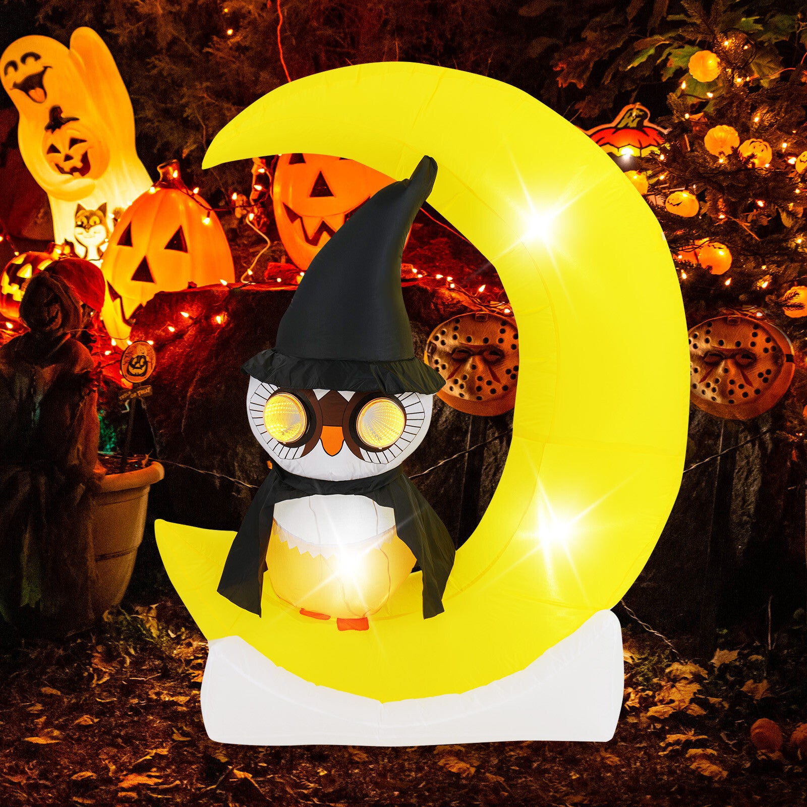 155cm Halloween Eule Outdoor LED Aufblasbar Deko Eule