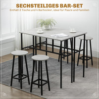 Essgruppe 6-teilig Bartisch Barhocker Industrial Esszimmer