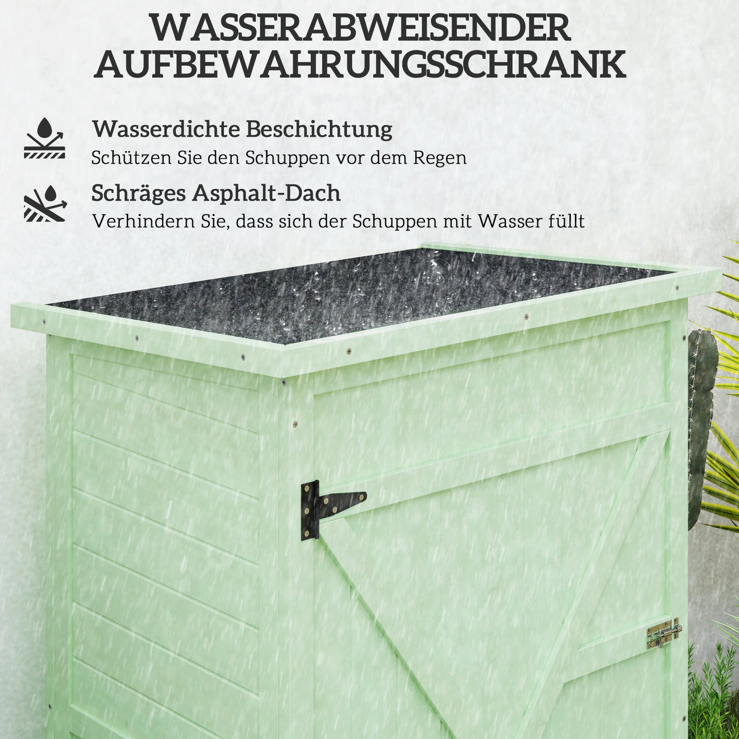 Gartenschrank Holz Abschließbar Geräteschuppen Pultdach 75x56x115cm