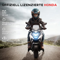 Kinder Elektro-Motorrad Honda 12V Kindermotorrad Stützräder Motorrad