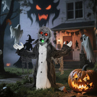 Halloween Deko Skelett Zombie Beweglich Bewegungssensor LED Sound 75cm