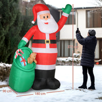 Aufblasbarer Weihnachtsmann 275cm Sack LED Beleuchtung Weihnachtsdeko