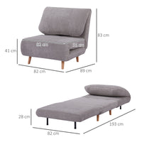 2-in-1 Schlafsessel Gästebett verstellbare Kopfstütze Cord-Optik grau 200kg