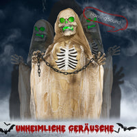 Halloween Dekoration Skelett Hängend Leuchtender Kopf Soundeffekt 90cm