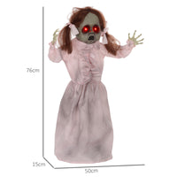 Halloween Horrorpuppe 76cm Deko Soundeffekte Bewegungssensor Leuchtaugen