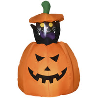 Halloween Selbstaufblasender Kürbis LED Outdoor Katze Deko