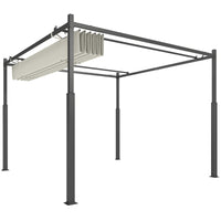 Garten-Pergola 3x3m ausziehbares Dach Magnetpad UPF30+ Pavillon Cremeweiß