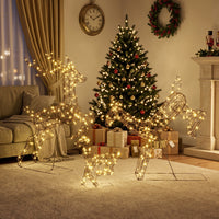 3-teiliges Beleuchtetes Rentier-Set Weihnachtsdekoration Rentierfamilie