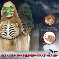 Halloween Dekoration Skelett Hängend Leuchtender Kopf Soundeffekt 90cm