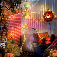 Halloween Skelett-Figur Dekoration Beweglich Leuchtende Augen Sound