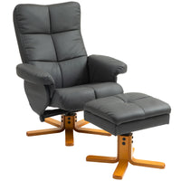 Relaxsessel Sessel mit Hocker Fußhocker Kunstleder Dunkelgrau