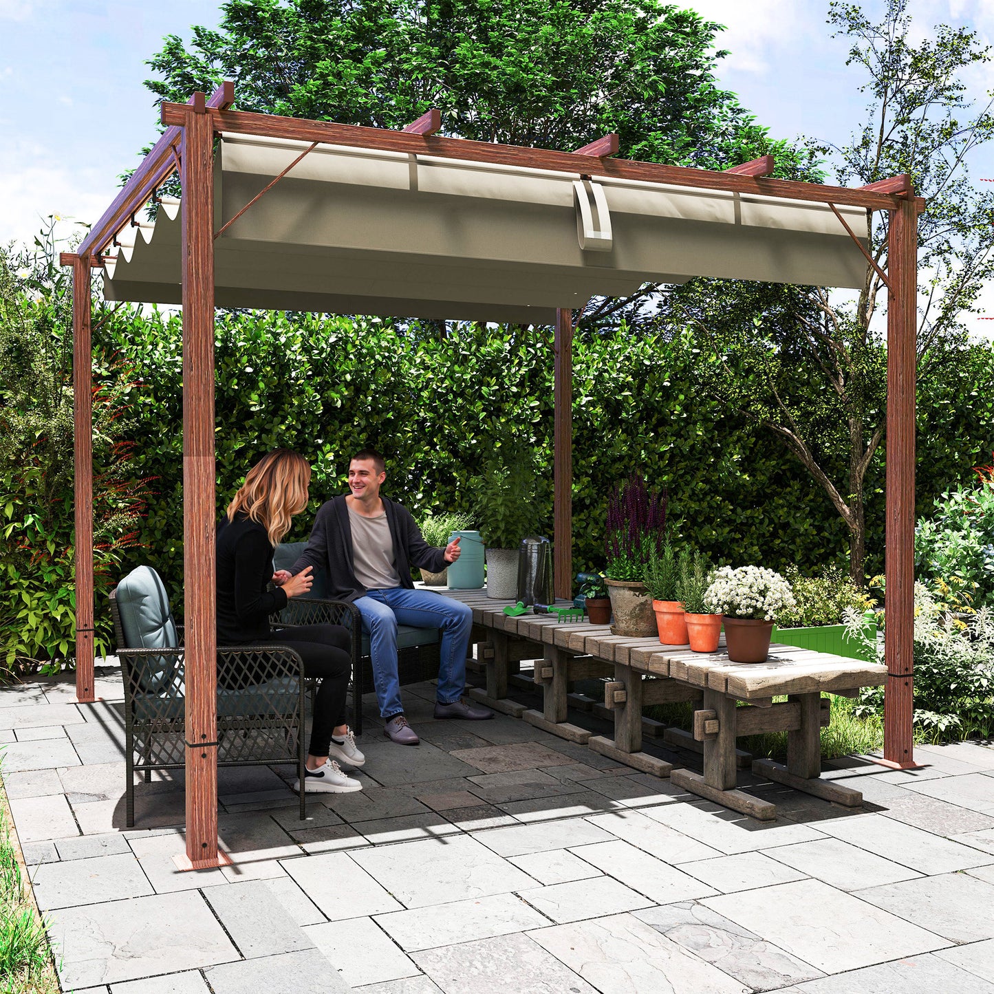 3x3m Garten-Pergola Terrassendach Aluminium verstellbar UPF30 Sonnenschutz