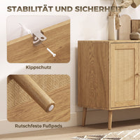 Rattan Sideboard 4 Türen Küchenbuffet Kommode Möbel